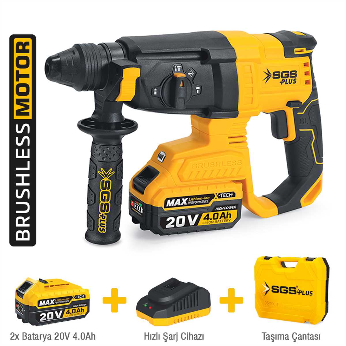 AKÜLÜ ELEKTRO PNÖMATİK KIRICI DELİCİ SETİ 20V 2*4.0Ah (KÖMÜRSÜZ MOTOR)